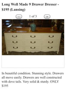 Craig's List Ad for Dresser