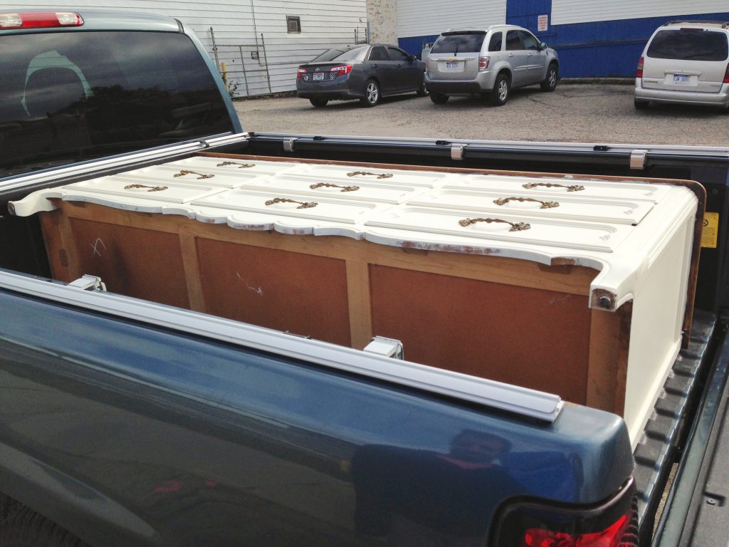 Transporting the dresser home to start the transformation